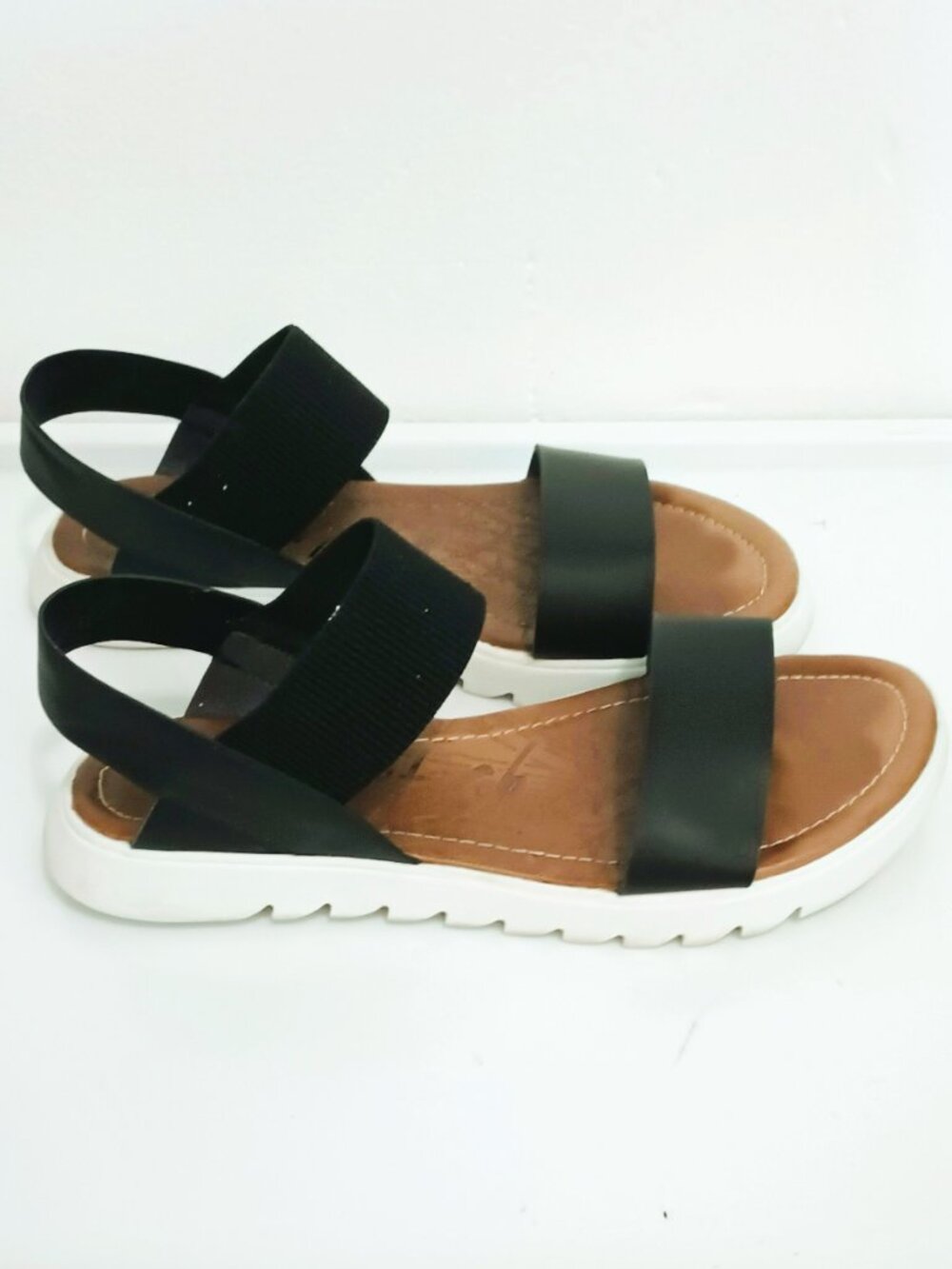 Blowfish Malibu Womens Black Sandals 8 Casual Elastic Strap Slingback Flats
